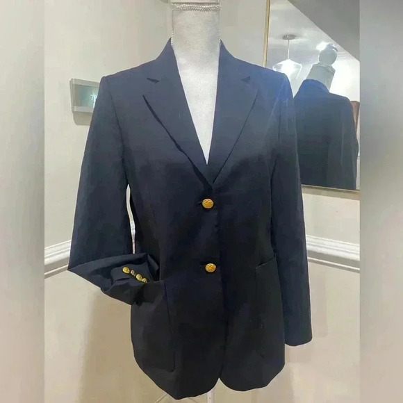 Brooks Brothers Navy Blue Wool Suit Blazer Sz 6 - Picture 1 of 8